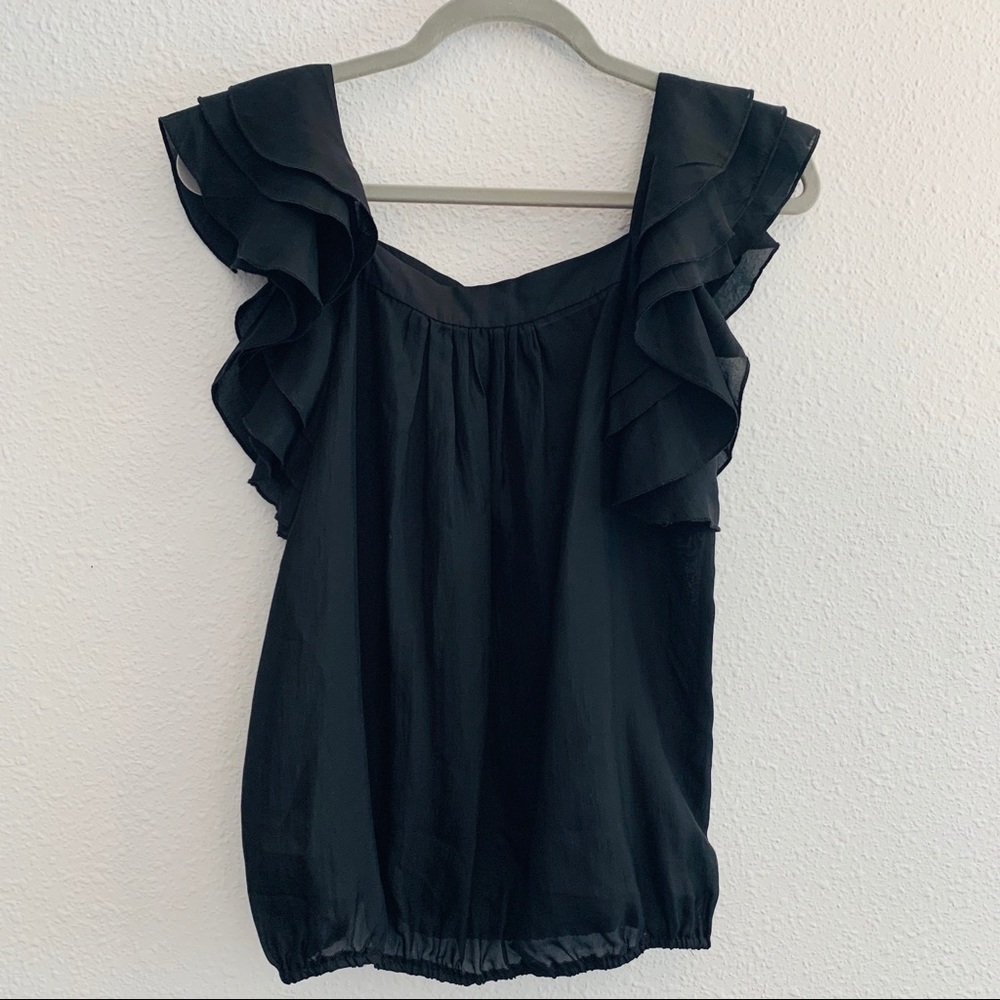 Gibson 100%‎ Silk Ruffle Sleeveless Blouse Top Size S